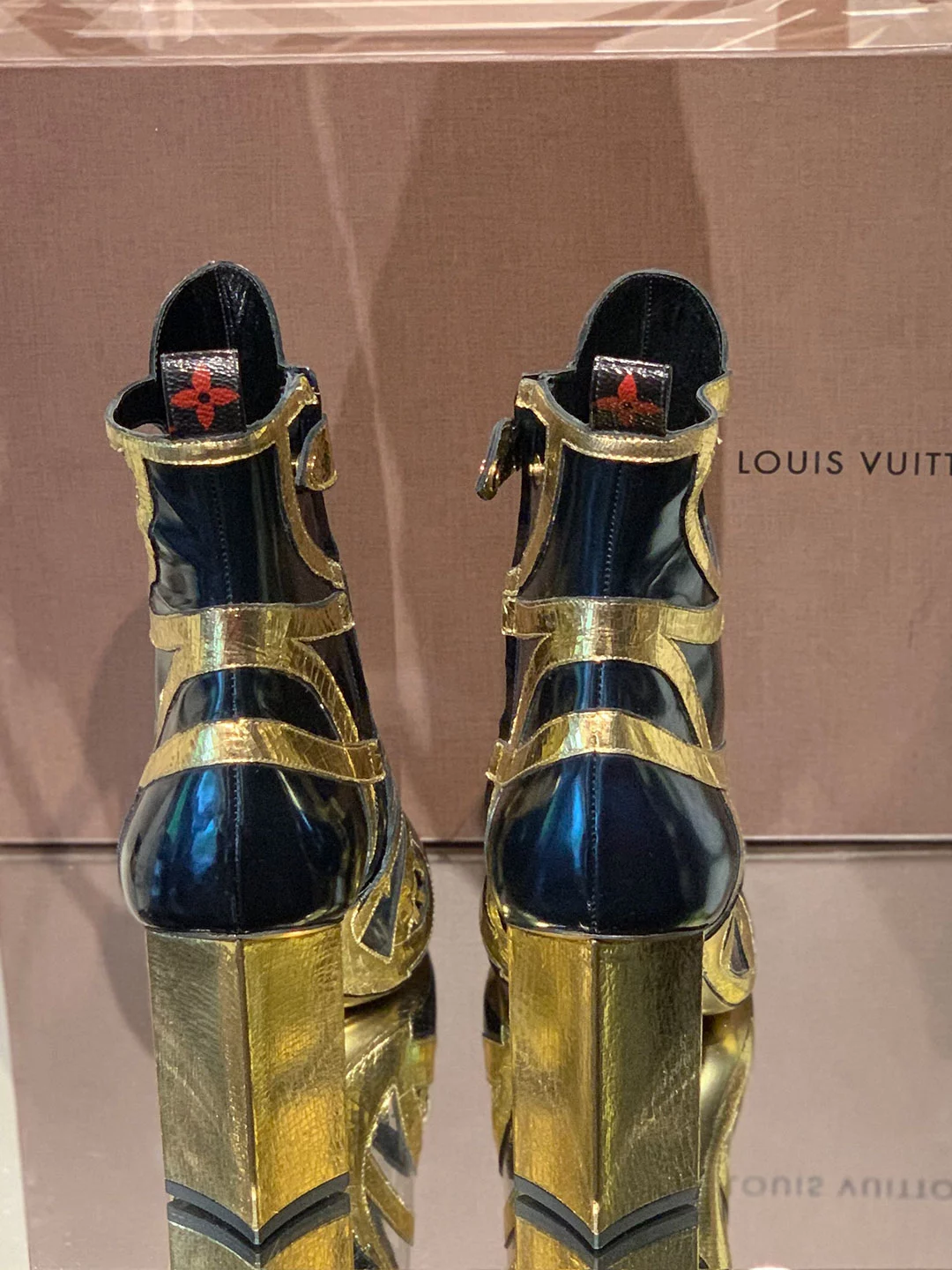 Louis Vuitton Queen Of Hearts Gold & Navy Boots Size 40 (UK 7
